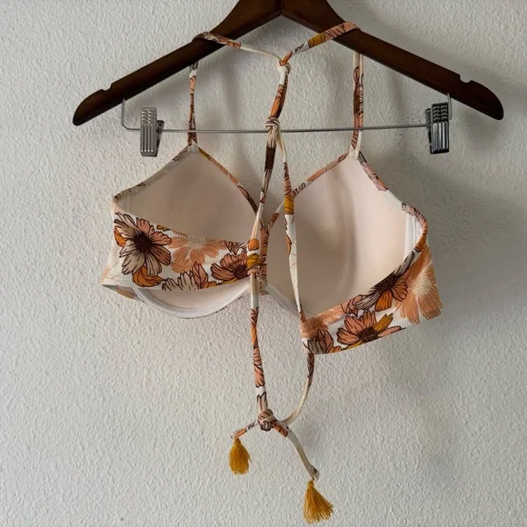 Adore Me NEW Laila Push Up Bikini Set Boho Beachy Floral Orange Vacation - Picture 12 of 16